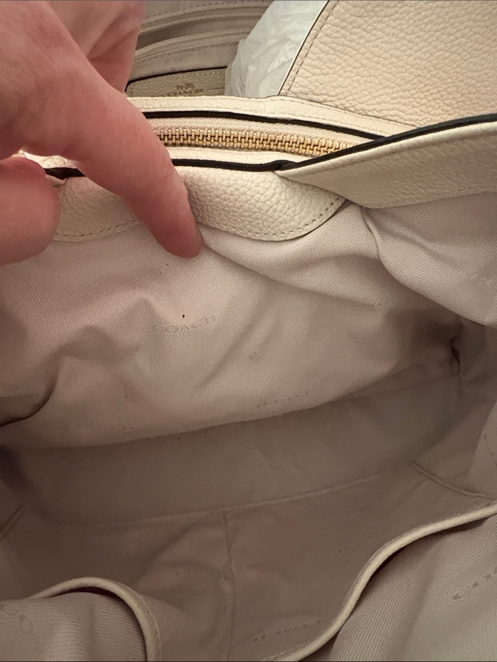 Coach White Pebbled Leather Hobo with Gold Floral Stud Accents - Picture 9 of 13